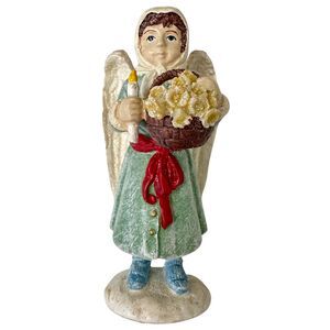 Unbranded Hand Painted Ceramic Boy Child Angel Figurine Christmas Decor